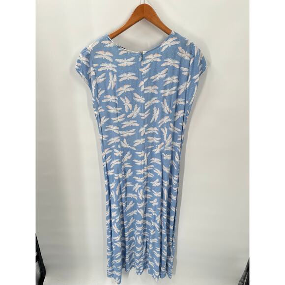 LOFT Soft Blue Butterfly Flutter Sleeve Midi Dress // 12 - Picture 11 of 12